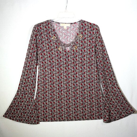 Michael Kors Floral Bell Sleeve Blouse S - Picture 1 of 4